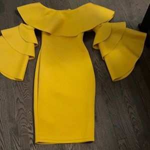 Yellow off shoulder dress
